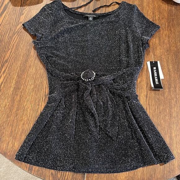 Perceptions New York Black Sparkly Shirt Womens 14 - Picture 1 of 11